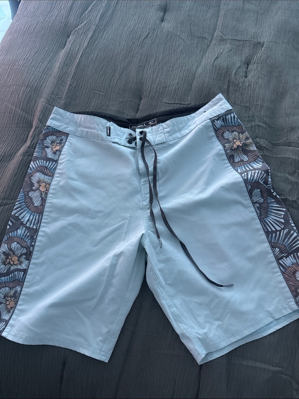 3 for $15 Light Blue Men’s Board Shorts with Floral Side Panels